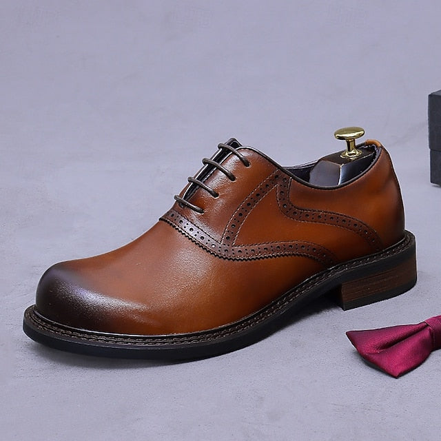 Shoes- Layer First Dress Genuine Oxford Men's Leather FashionChic