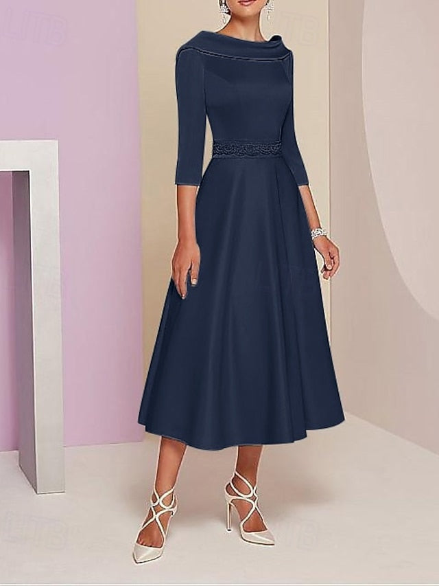 Vintage Bateau A-Line Elegant the Mother of Dress Bride FashionChic