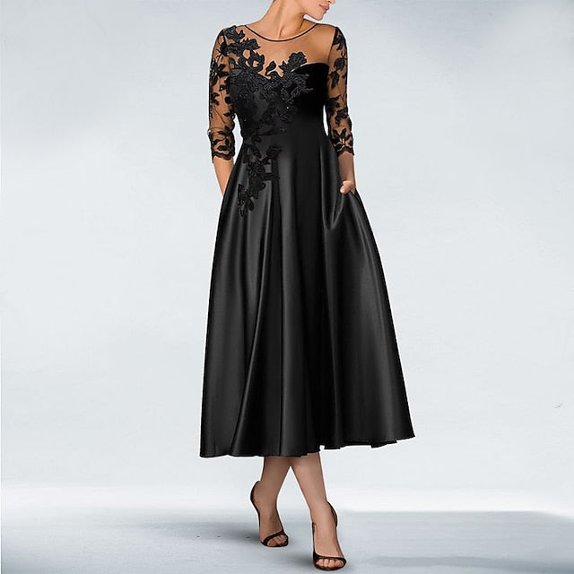 Formal Cocktail Wedding Elegant Dresses Guest A-Line Dress Knee FashionChic