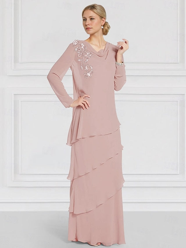 Jacket Dress of Ruffles Sleeve the Mother Long Lace Bride with FashionChic