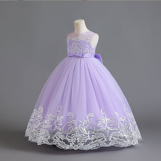 Kids Christening Wedding Girls' Flower Dress Sleeveless FashionChic