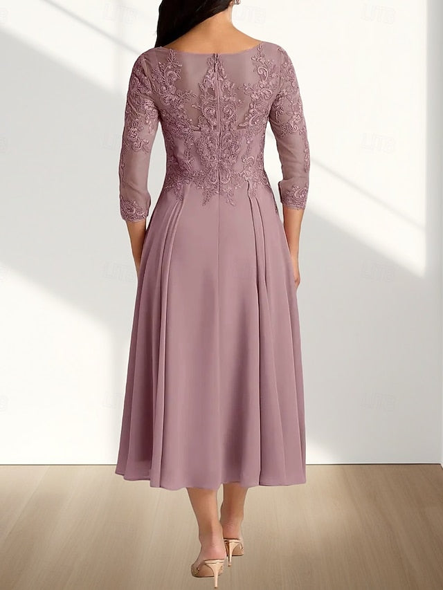 Guest Bride of Crew Elegant A-Line Mother Dress Neck Wedding the FashionChic