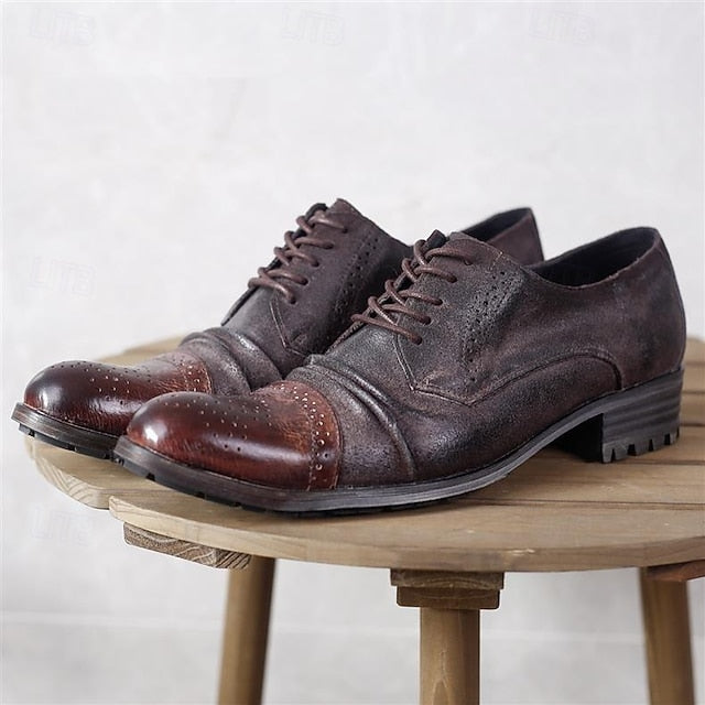 Vintage Genuine Dress Oxford Shoes Leather – Brogue Men's FashionChic