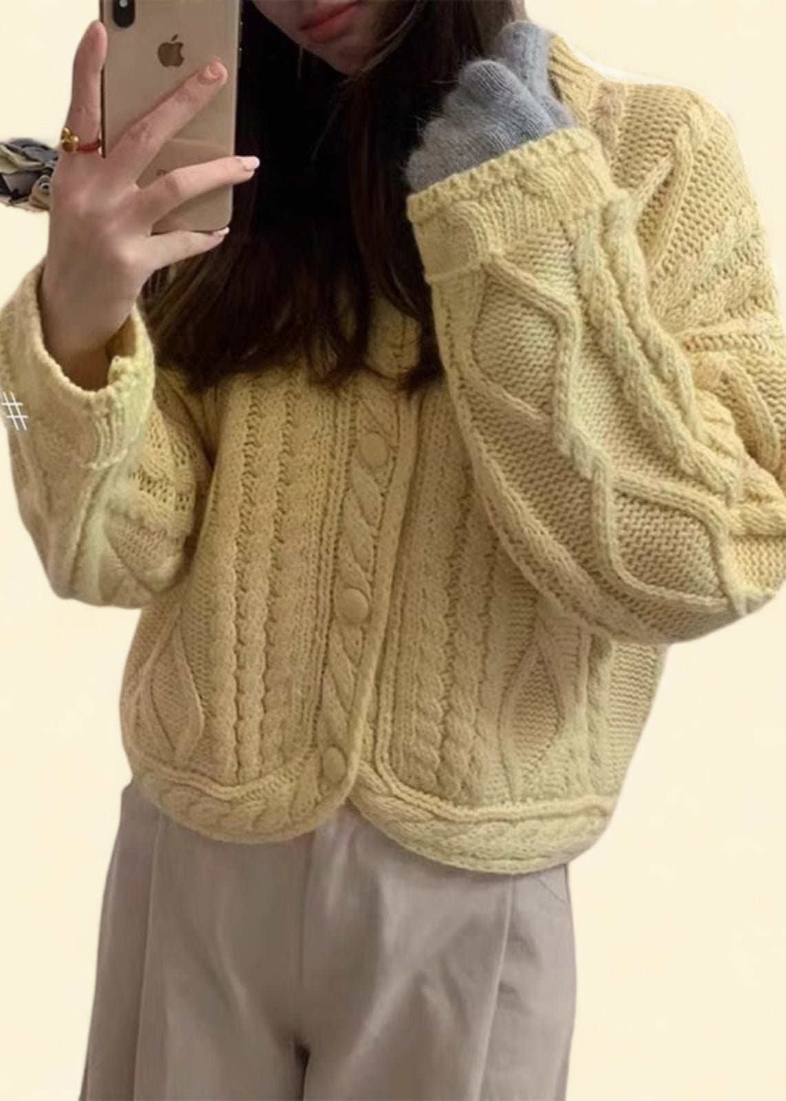 Art Yellow O-Neck Button Cozy Knit Cardigans Fall QP062 OL-NCT241001
