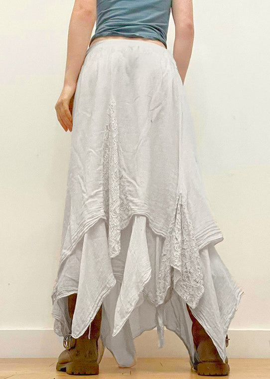 Bohemian White Asymmetrical Lace Patchwork Skirts Summer QC034 shopify