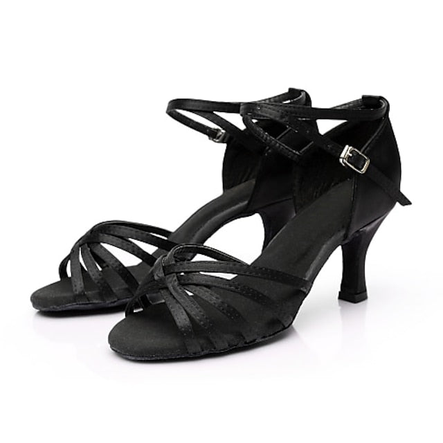Strappy Women's Dance Satin with and Latin Design Shoes FashionChic