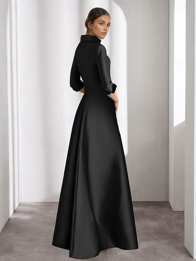Gown Bride Black Mother Elegant Tie the of Evening A-Line Dress FashionChic