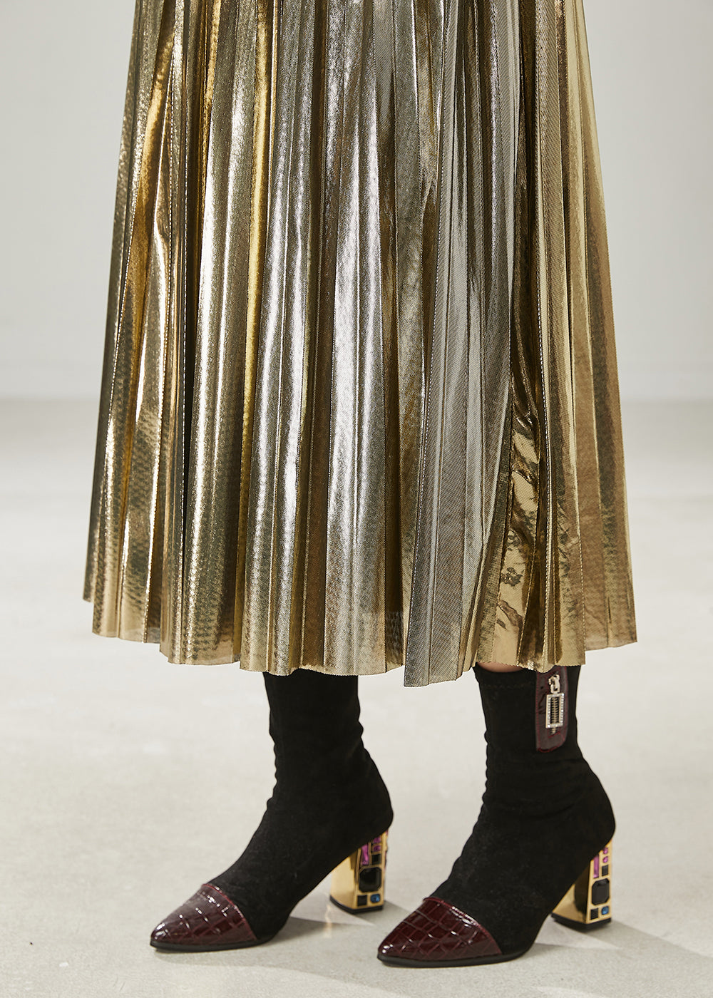 Italian Champagne Exra Large Hem Pleated Skirt Summer AZ1017 shopify