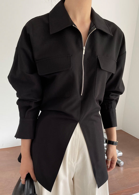 Modern Blouses Spring White Up Side Zip Open FashionChic