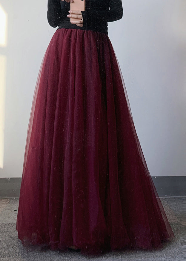 Maxi Waist Tulle Mulberry Modern Elastic Skirt FashionChic