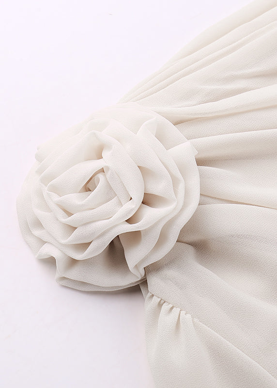 Chiffon One Floral Spring Top Apricot Brief Shoulder FashionChic