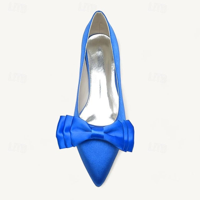 Pointed Low Bowknot Party Shoes Wedding Heel Women's Flats FashionChic