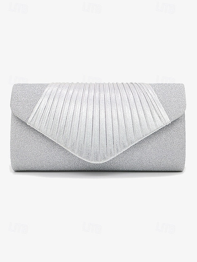Clutch Design Champagne – Glitter Evening Bag Pleated with FashionChic