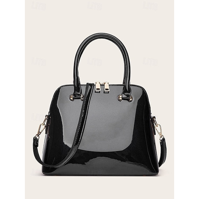 - Patent Green Women's Elegant Bag Shiny Leather Tote FashionChic
