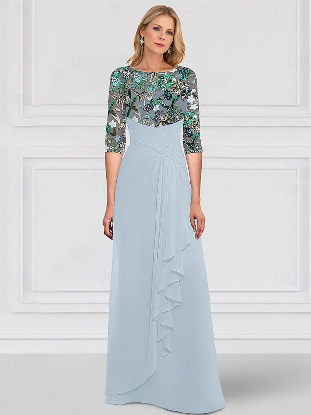 the A-Line SkyBeaded Dress Gown Sparkle of Bride Mother FashionChic