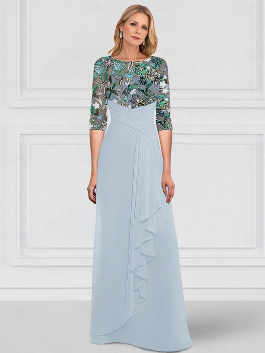 the A-Line SkyBeaded Dress Gown Sparkle of Bride Mother FashionChic