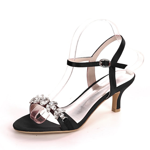 – Sandals Silver Heeled Rhinestone Women's Elegant FashionChic