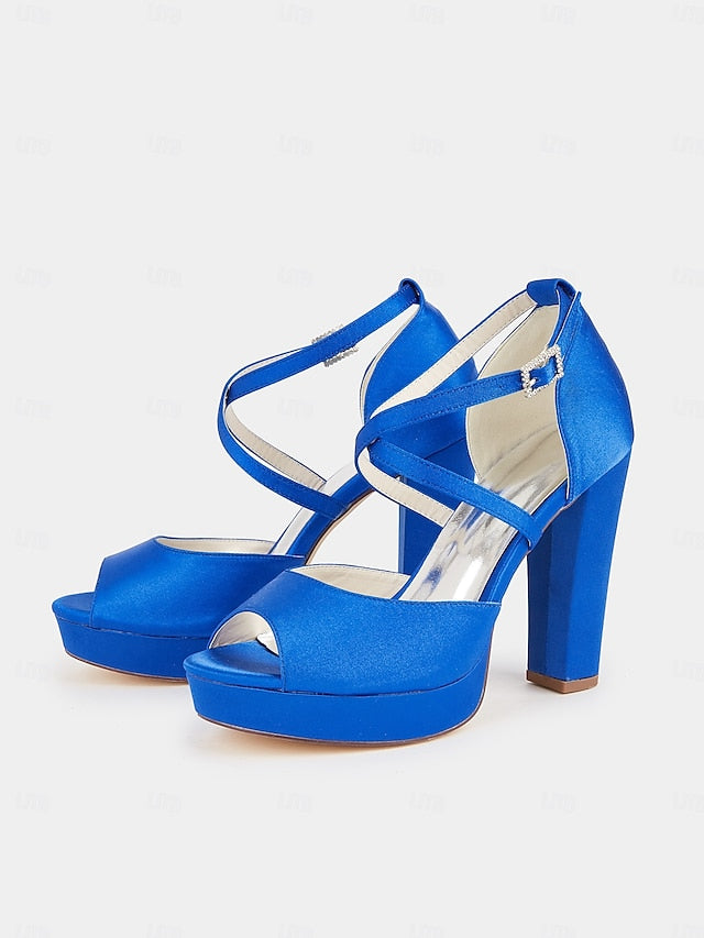 High Peep and Women's Sandals Heel Platform Toe Satin with FashionChic