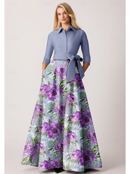 Purple A-Line Blue of Mother Bateau Neck Bride Dress the Elegant FashionChic
