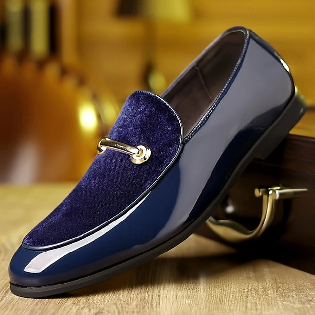 Loafers Men's Gold Faux Loops with Leather Decorative Green FashionChic