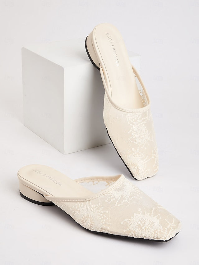 – Flats Women's Mesh Ballet Elegant Lace White Sheer FashionChic