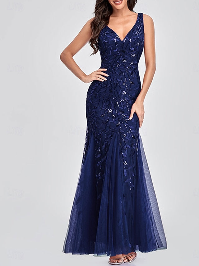 Bride V the Party Neck Dress Floor Elegant of Mother FashionChic