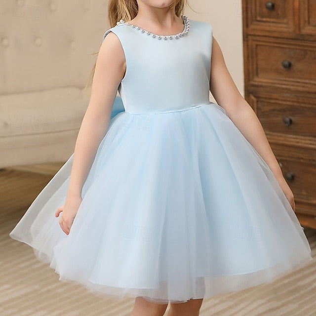 Solid Color Dress Wedding Girls' Kids Party Sleeveless FashionChic
