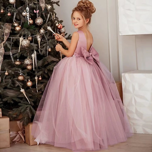 Girls' Party Solid Dress Color Flower Girl Kids FashionChic