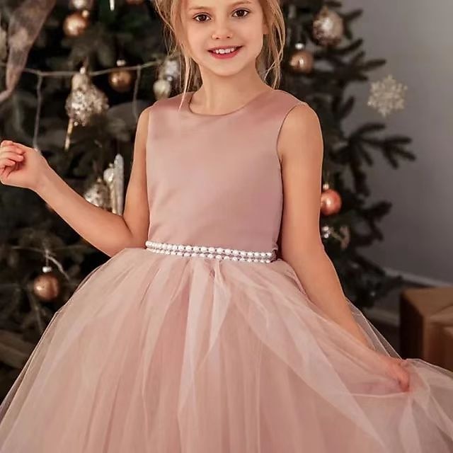 Girls' Party Solid Dress Color Flower Girl Kids FashionChic