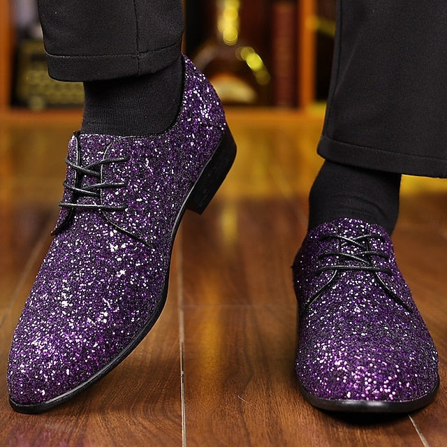 Statement Bold Lace-up Glitter Purple Shoes – Men's Party FashionChic