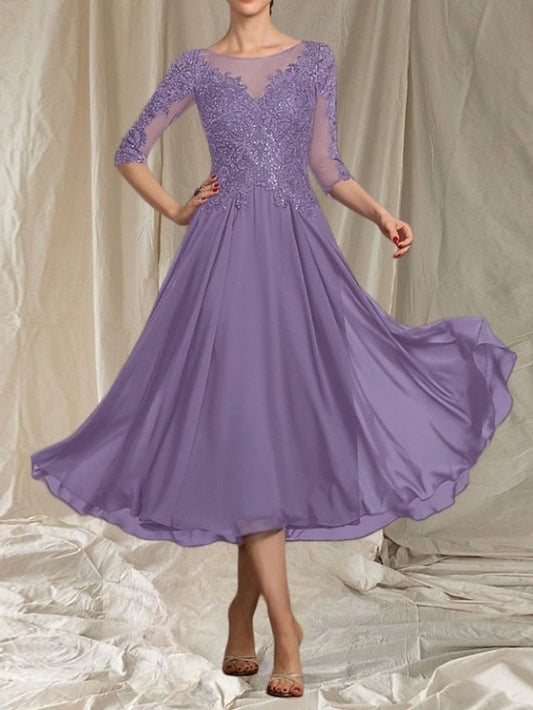 Crew Elegant A-Line Guest of the Dress Mother Neck Wedding Bride FashionChic