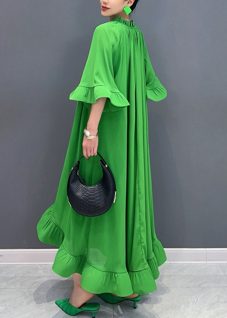 Green Tie Lace Patchwork Maxi Dresses Fall AO1029 JDML-FDL240909