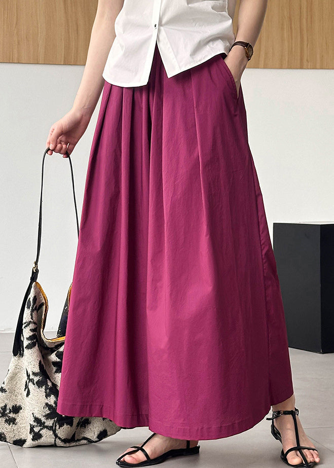 Rose Solid Loose Cotton Wide Leg Pants Elastic Waist AF1046 HS-CPTS240914