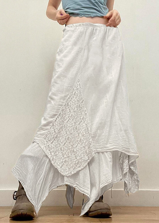 Bohemian White Asymmetrical Lace Patchwork Skirts Summer QC034 shopify