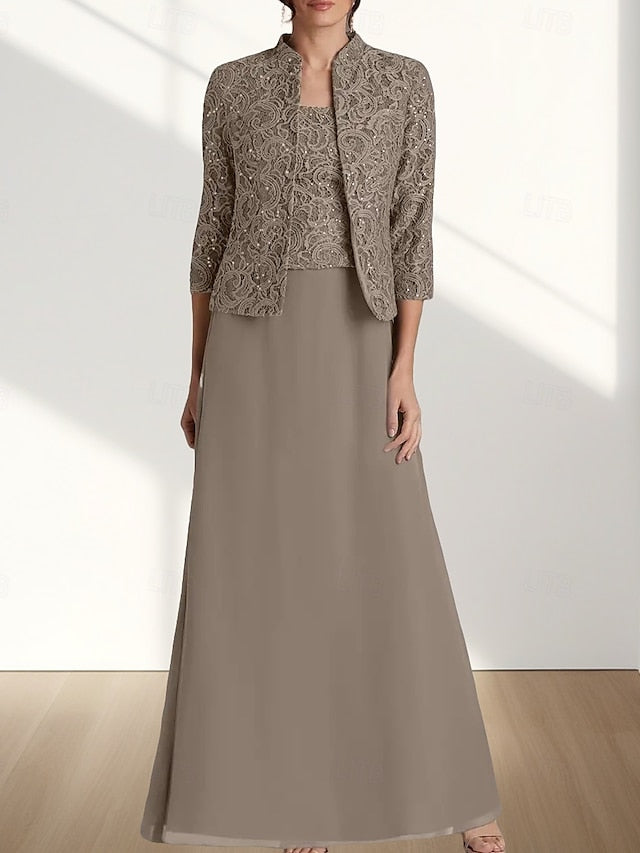 Two Mother Piece the A-Line Wedding Bride Guest of Elegant Dress FashionChic