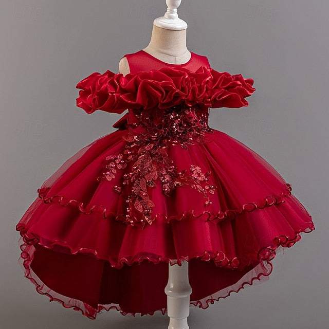 Dress Floral Sleeve Wedding Girls' Short Kids Party Flower FashionChic