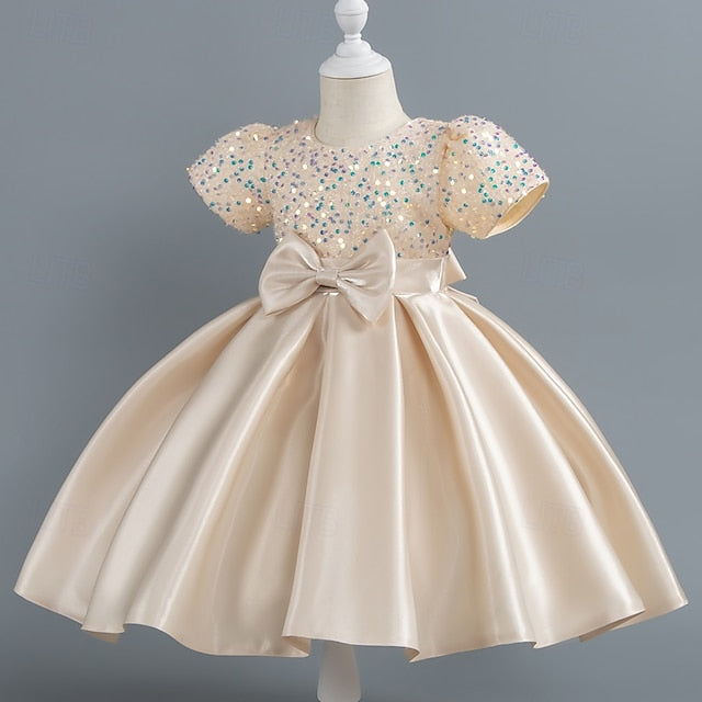 Party Sequin Dress Wedding Short Girls' Toddler Sleeve FashionChic