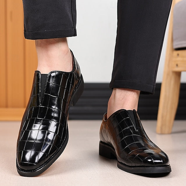 Shoes Pattern Men's Burgundy – Dress Crocodile Slip-On FashionChic