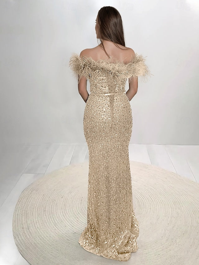Dress Gown Elegant Evening Floor Formal Mermaid Length FashionChic