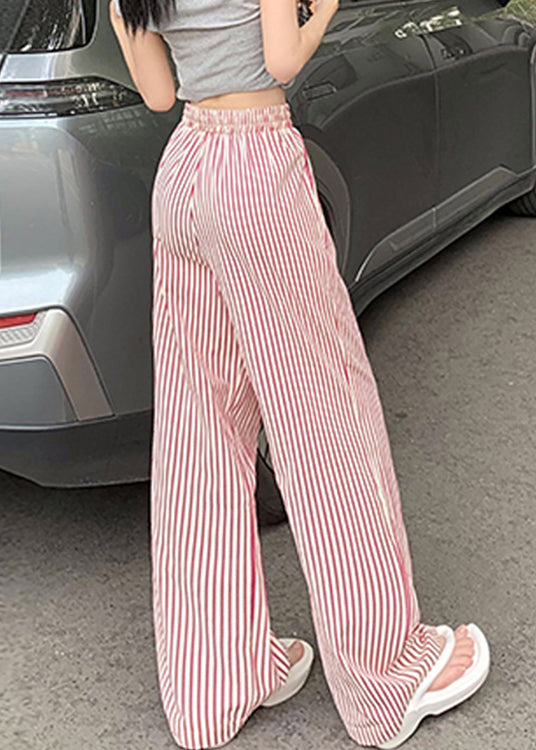 Pink Lace Up Pockets Cotton Pants High Waist Summer NN008 shopify