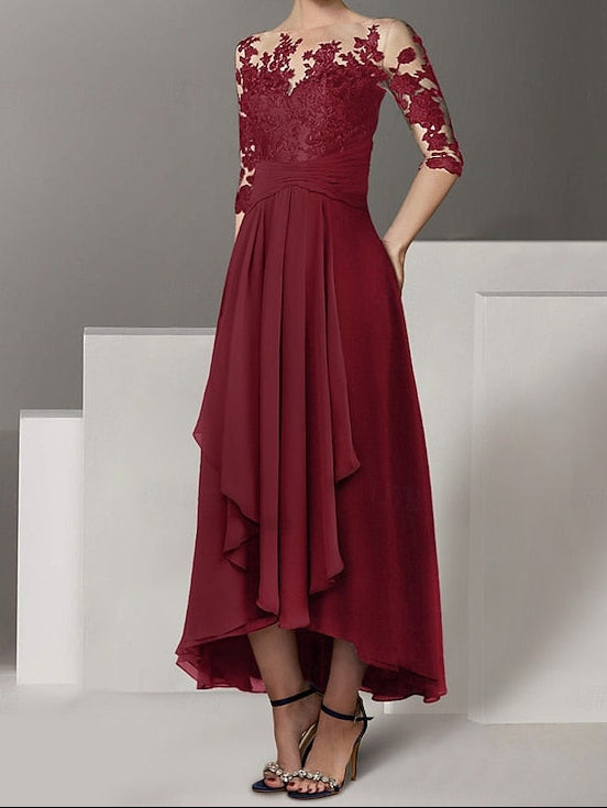 Wedding Elegant Cocktail Asymmetrical Guest Dress A-Line Dresses FashionChic