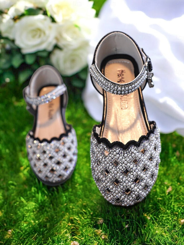Sparkly Scalloped Jane �?Shoes Mary Girls' Rhinestone FashionChic