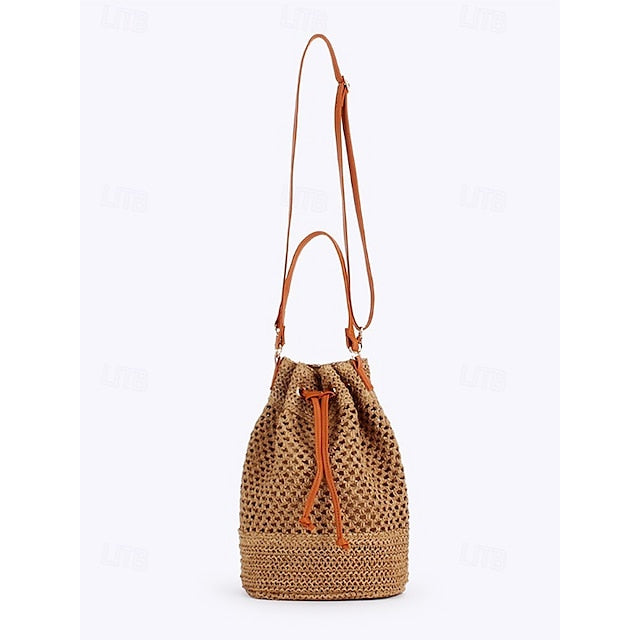 Bag - with Tote Women’s Summer Woven Drawstring Stylish Bucket FashionChic