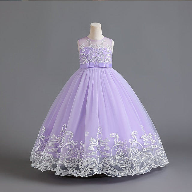 Kids Christening Wedding Girls' Flower Dress Sleeveless FashionChic