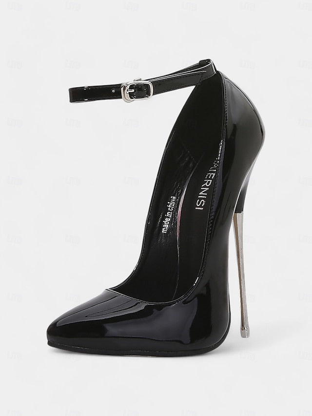 with Red Women's Patent Heels Ankle Stiletto Leather Strap FashionChic