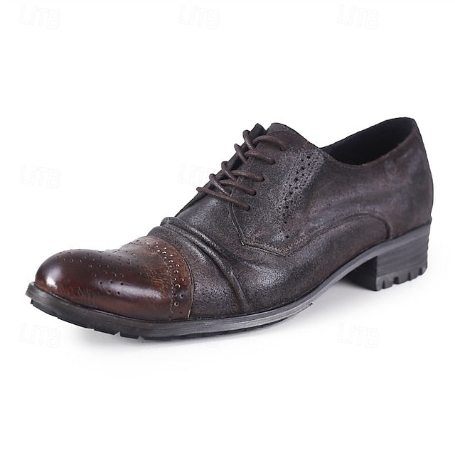 Vintage Genuine Dress Oxford Shoes Leather – Brogue Men's FashionChic