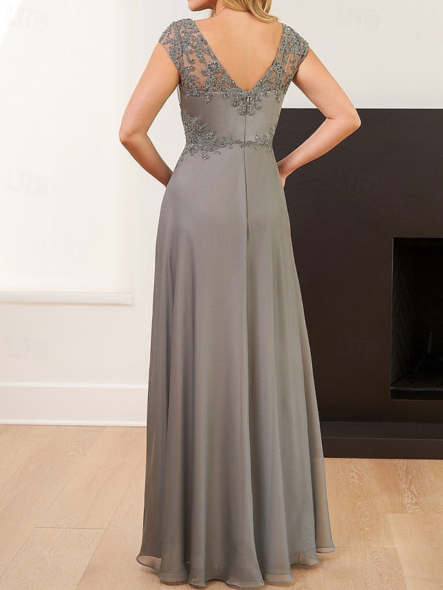 Bride of Floral A-Line Embroidered Elegant Mother Dress the FashionChic