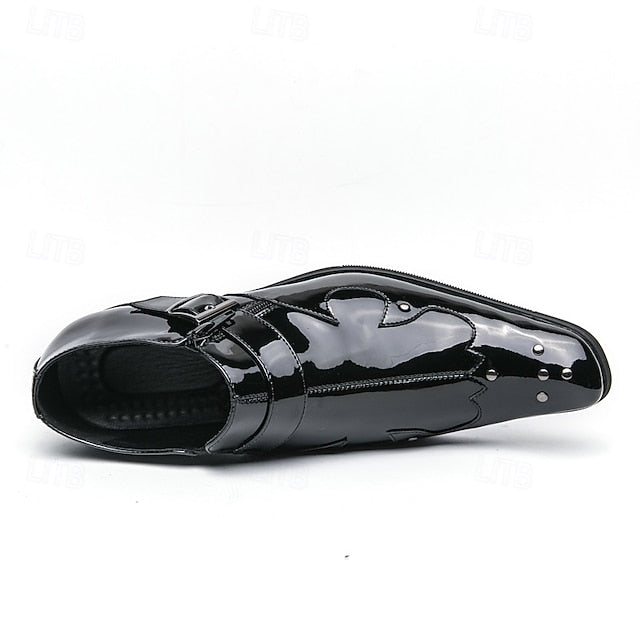 Formal Monk Black – Dress Men's Strap Leather Shoes FashionChic
