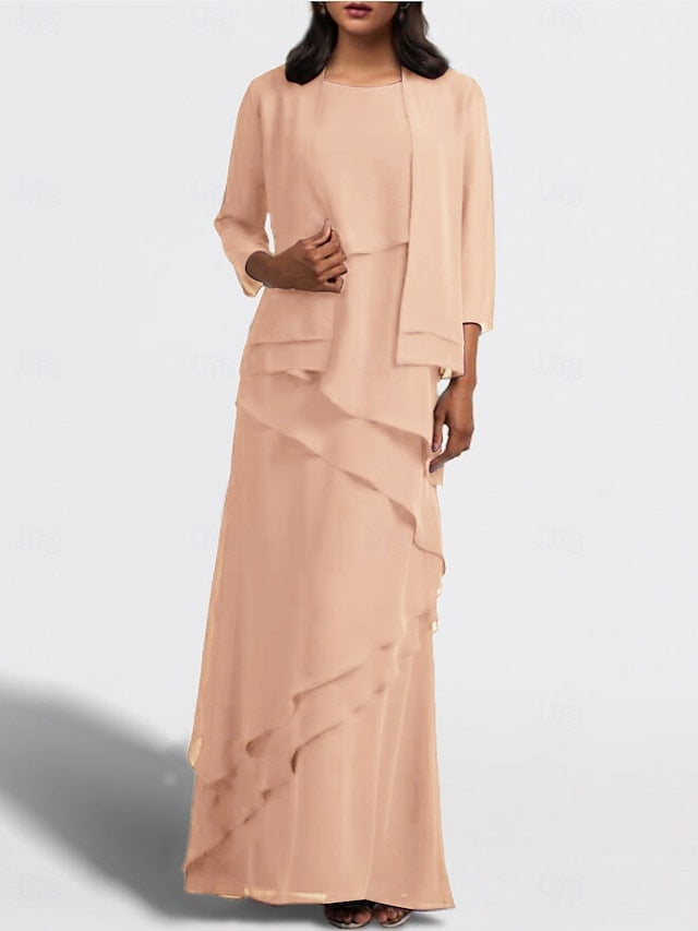 Piece Dress Bride Wedding the of Guest Elegant Two A-Line Mother FashionChic