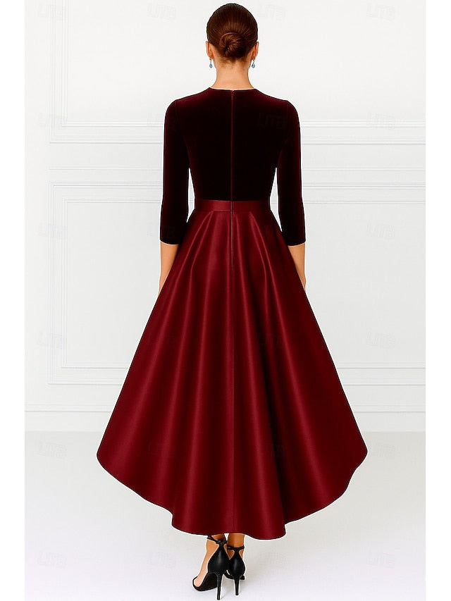 Black Burgundy of A-Line Bride Vintage Mother Elegant the Dress FashionChic